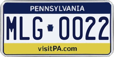 PA license plate MLG0022