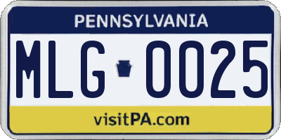 PA license plate MLG0025