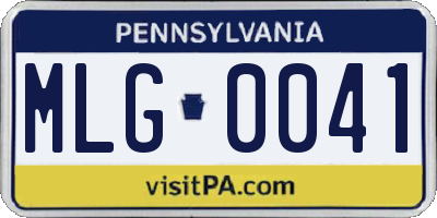 PA license plate MLG0041