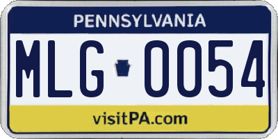 PA license plate MLG0054