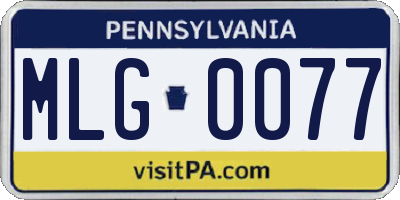 PA license plate MLG0077