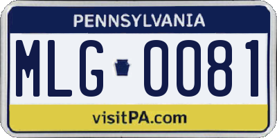 PA license plate MLG0081