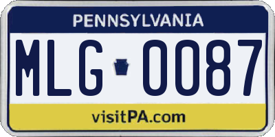 PA license plate MLG0087
