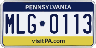 PA license plate MLG0113