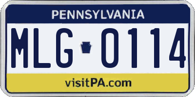 PA license plate MLG0114