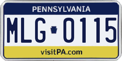 PA license plate MLG0115