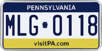 PA license plate MLG0118