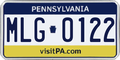 PA license plate MLG0122