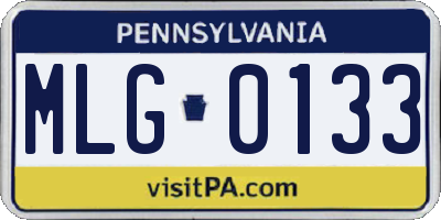 PA license plate MLG0133