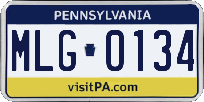 PA license plate MLG0134