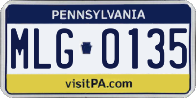 PA license plate MLG0135