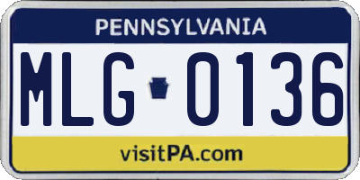PA license plate MLG0136