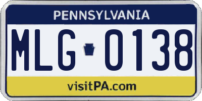 PA license plate MLG0138