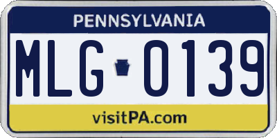 PA license plate MLG0139
