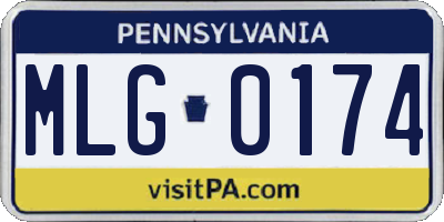 PA license plate MLG0174
