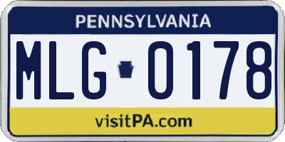 PA license plate MLG0178