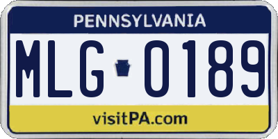 PA license plate MLG0189
