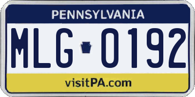 PA license plate MLG0192