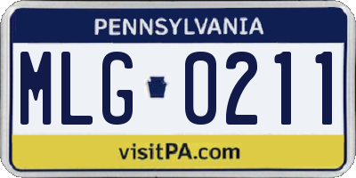 PA license plate MLG0211