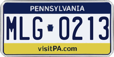 PA license plate MLG0213
