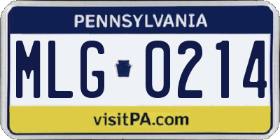 PA license plate MLG0214