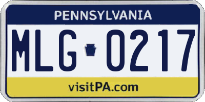 PA license plate MLG0217