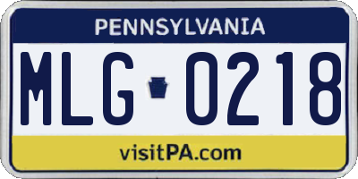 PA license plate MLG0218