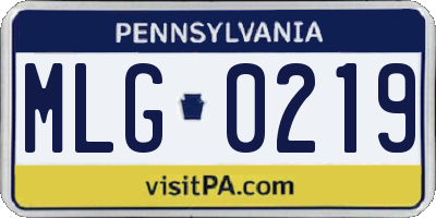 PA license plate MLG0219
