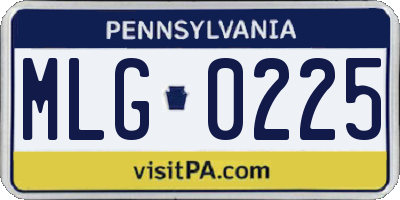 PA license plate MLG0225