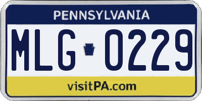 PA license plate MLG0229