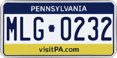 PA license plate MLG0232