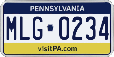 PA license plate MLG0234