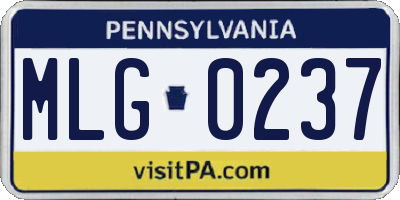 PA license plate MLG0237