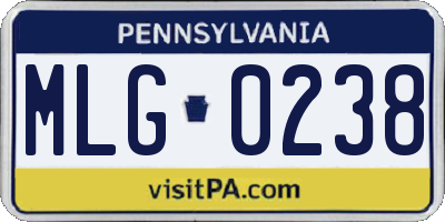PA license plate MLG0238