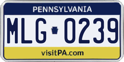 PA license plate MLG0239
