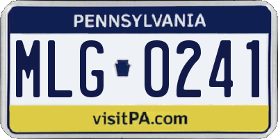 PA license plate MLG0241