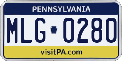 PA license plate MLG0280