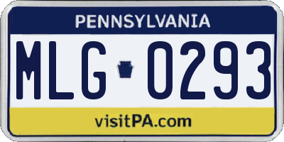 PA license plate MLG0293