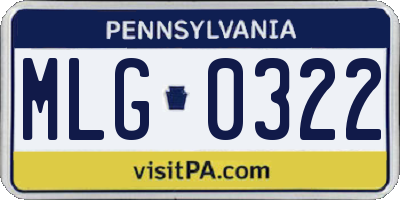PA license plate MLG0322