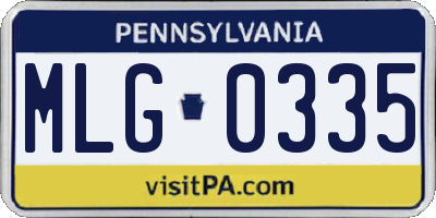 PA license plate MLG0335