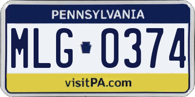PA license plate MLG0374
