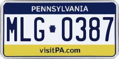 PA license plate MLG0387