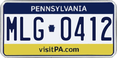 PA license plate MLG0412