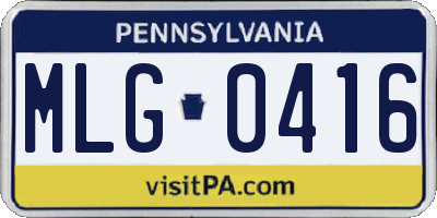 PA license plate MLG0416