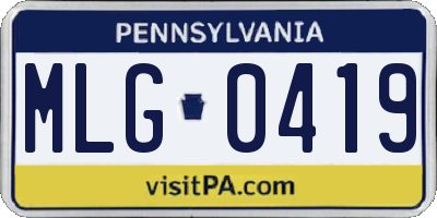 PA license plate MLG0419