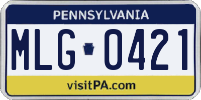 PA license plate MLG0421