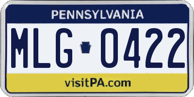 PA license plate MLG0422