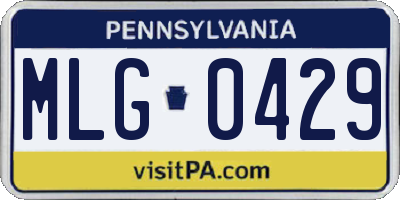 PA license plate MLG0429