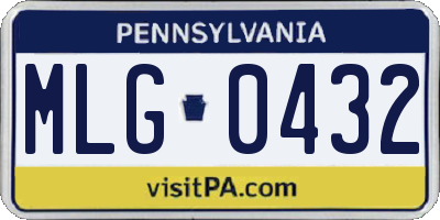PA license plate MLG0432