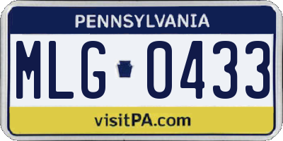 PA license plate MLG0433